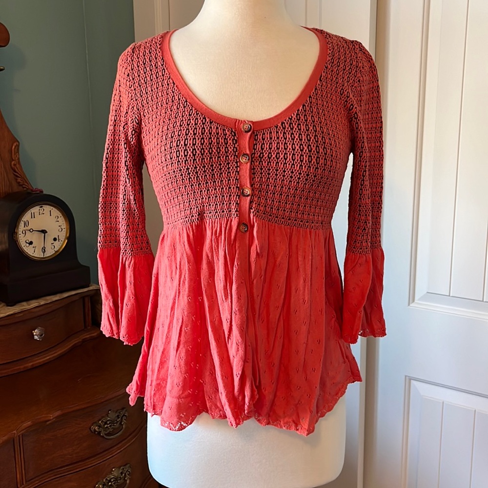 Free People large coral color top
